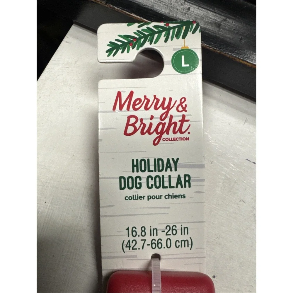 Lot Of 2 Merry & Bright Adjustable Large L Christmas Red Green Dog Sripes W/ Bow